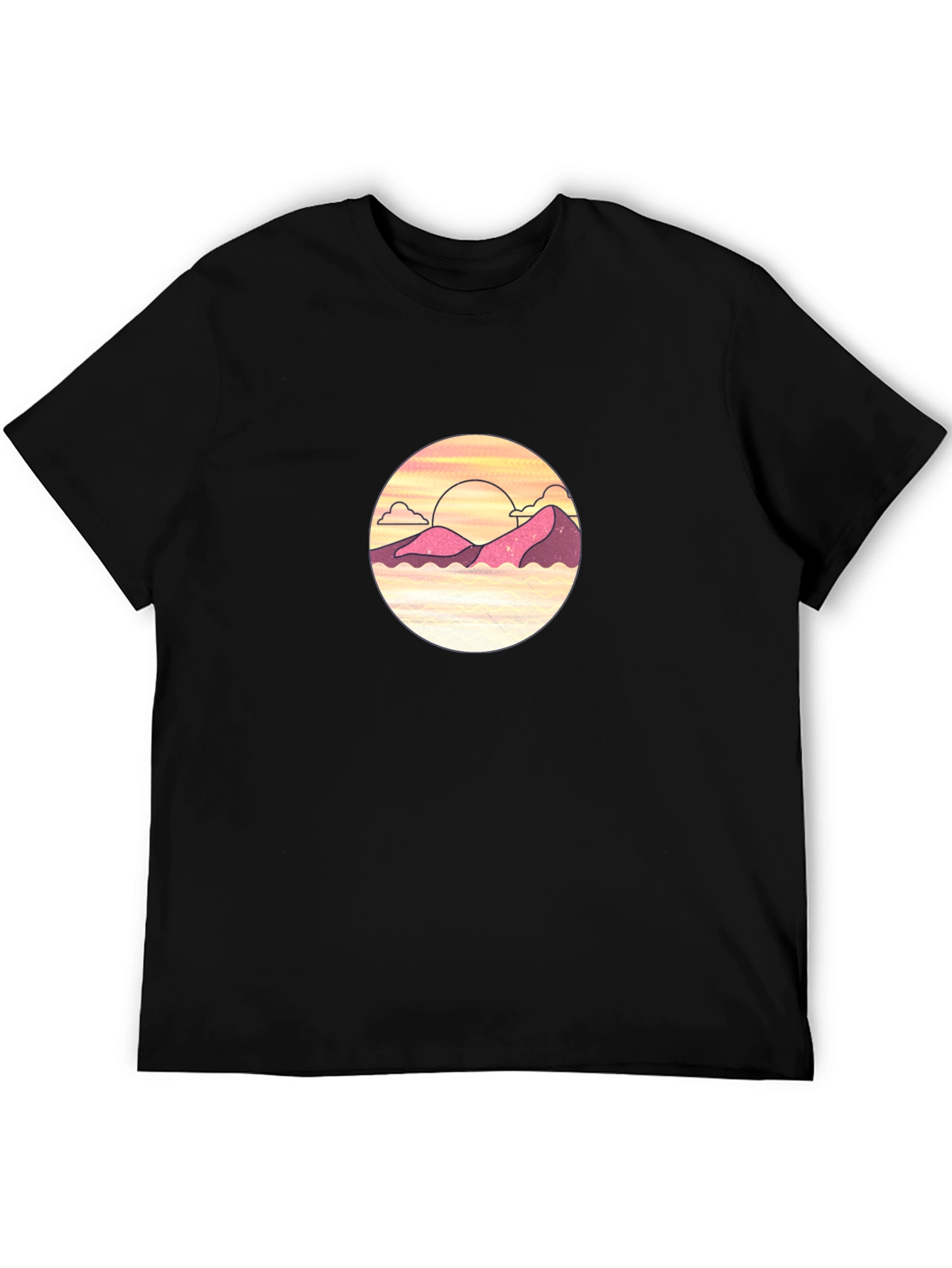 Sunset Mountain Graphic Tee - Black