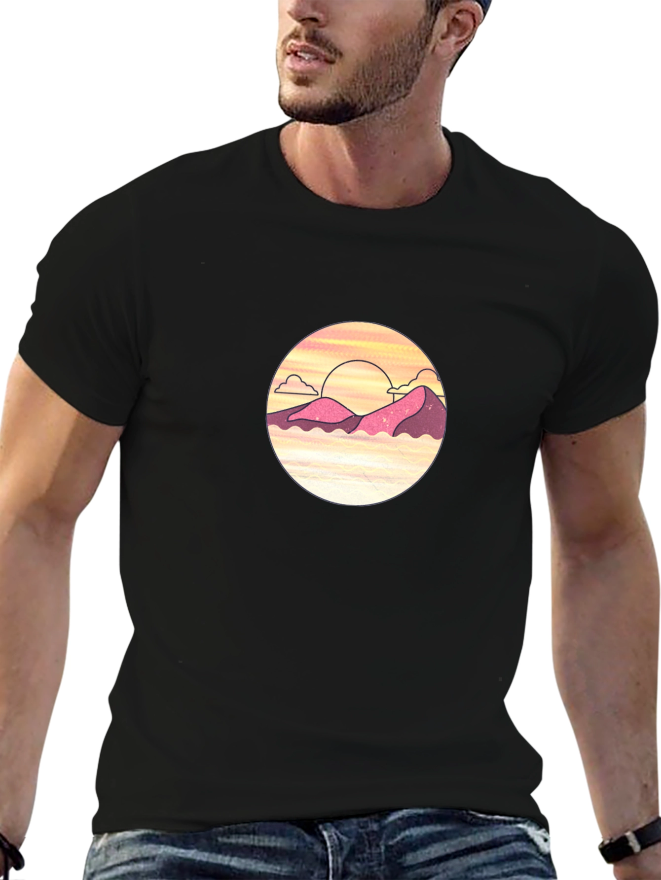 Sunset Mountain Graphic Tee - Black