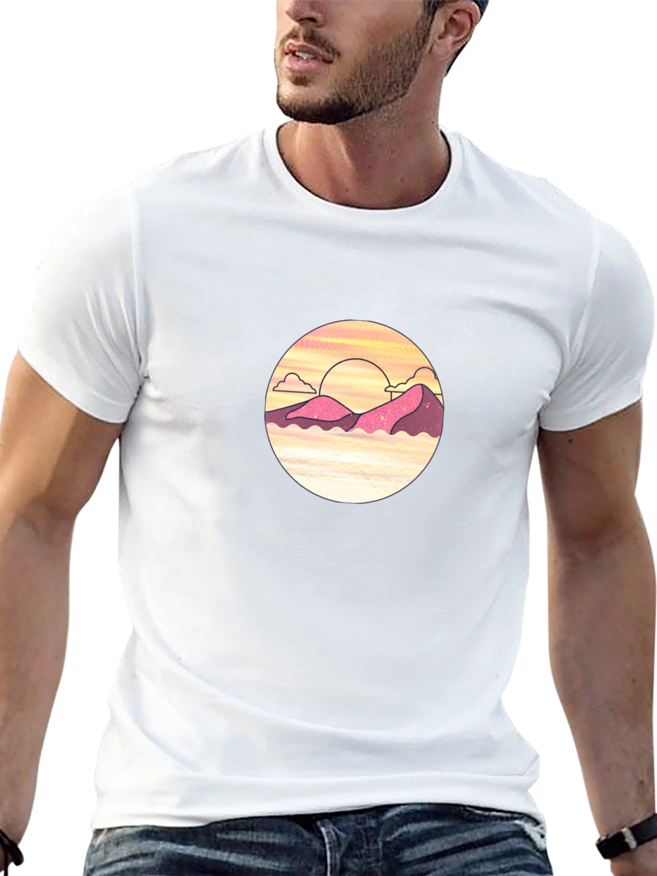 Sunset Mountain Graphic Tee - Black