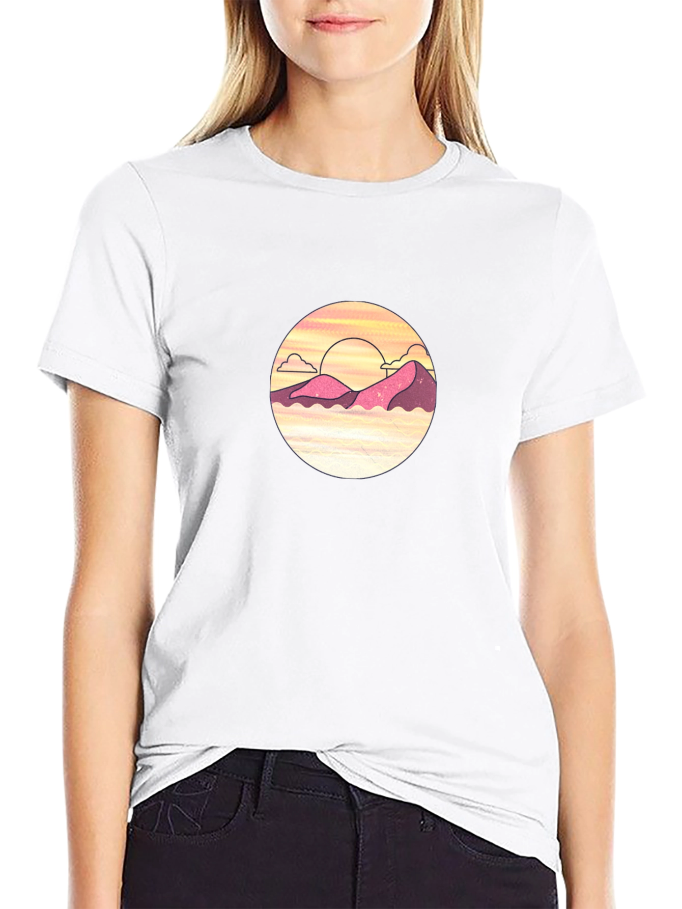 Sunset Mountain Graphic Tee - Black