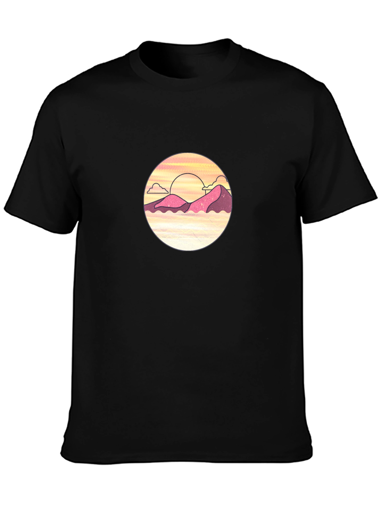 Sunset Mountain Graphic Tee - Black
