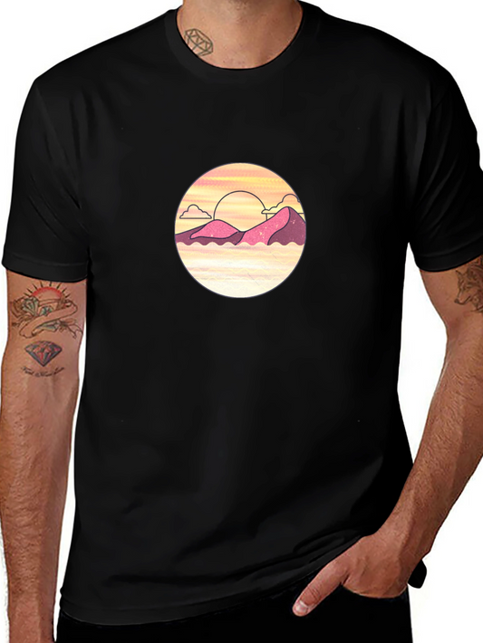 Sunset Mountain Graphic Tee - Black