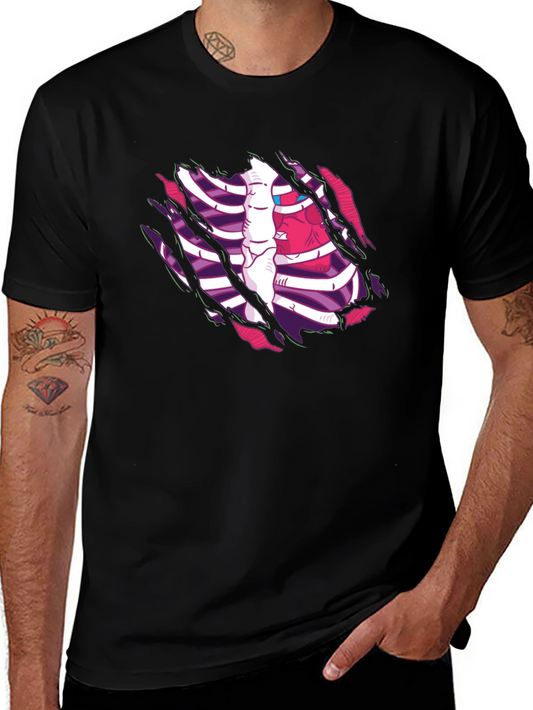 Mens Black Ribcage Graphic T-Shirt
