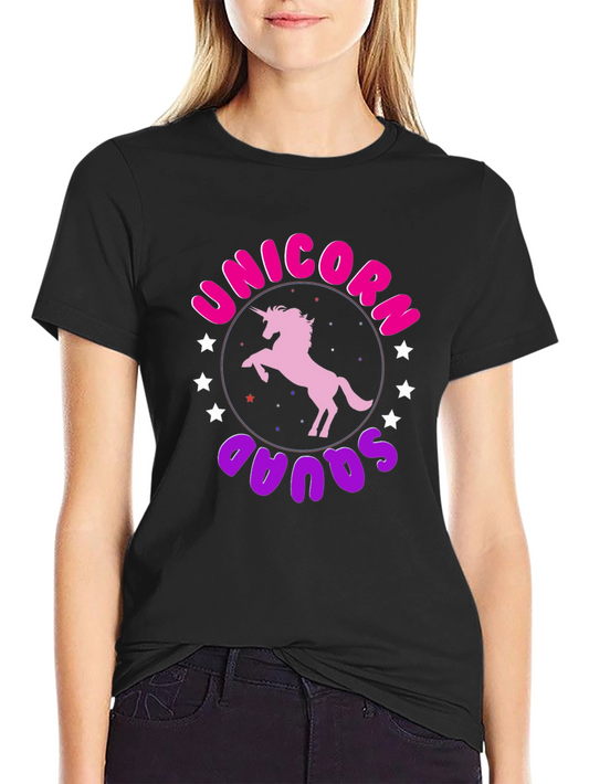 Unicorn Squad Graphic Tee - Black Crew Neck Shirt