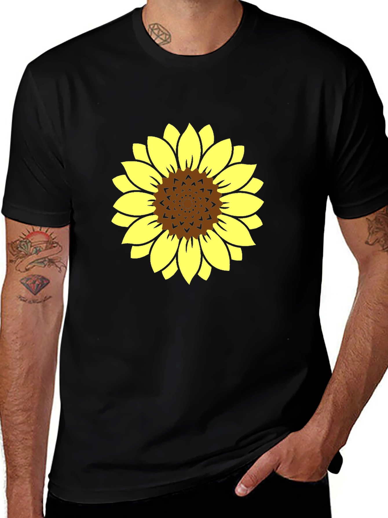 Sunflower Graphic Tee - Stylish Black Cotton T-Shirt