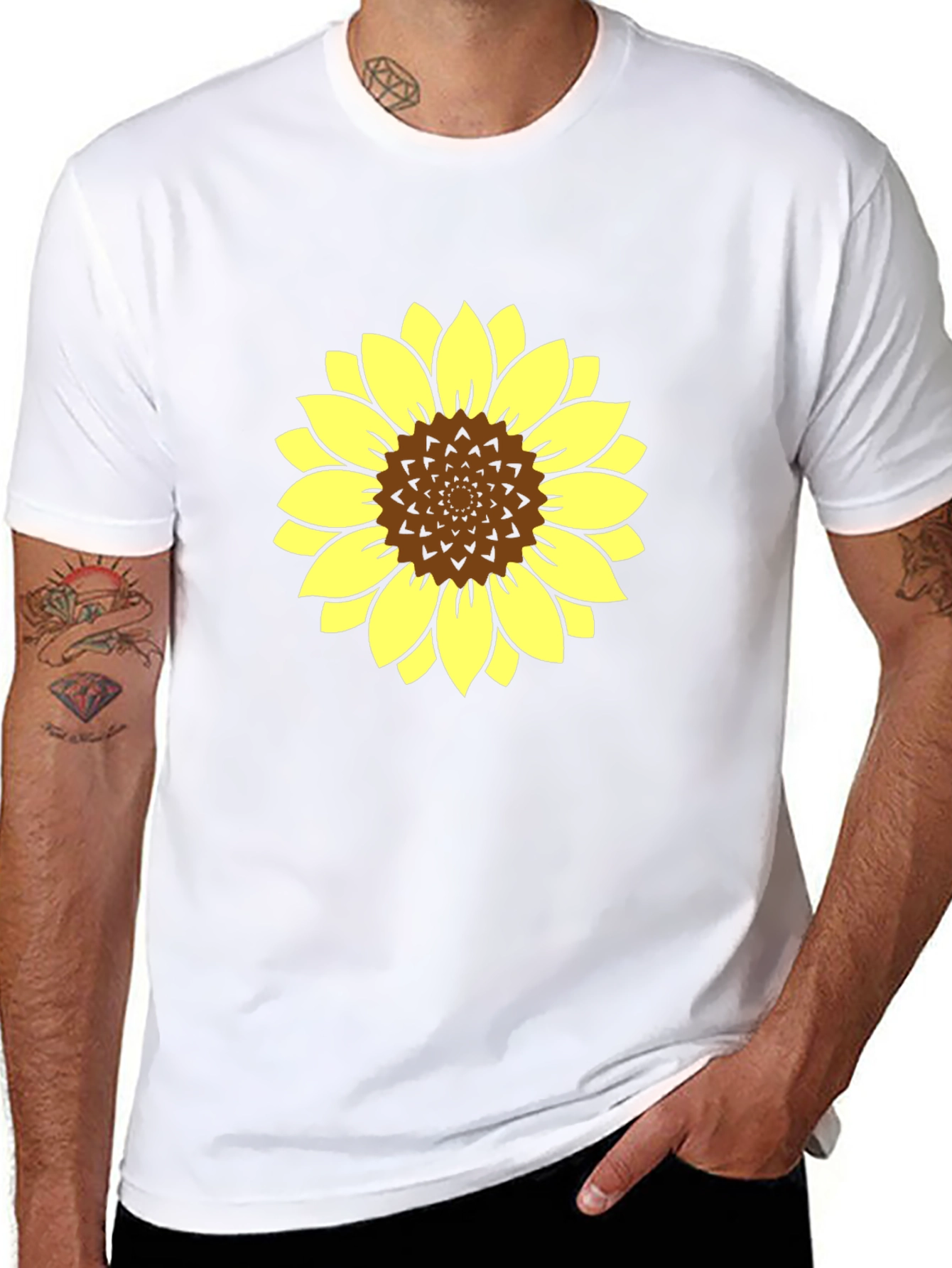 Sunflower Graphic Tee - Stylish Black Cotton T-Shirt