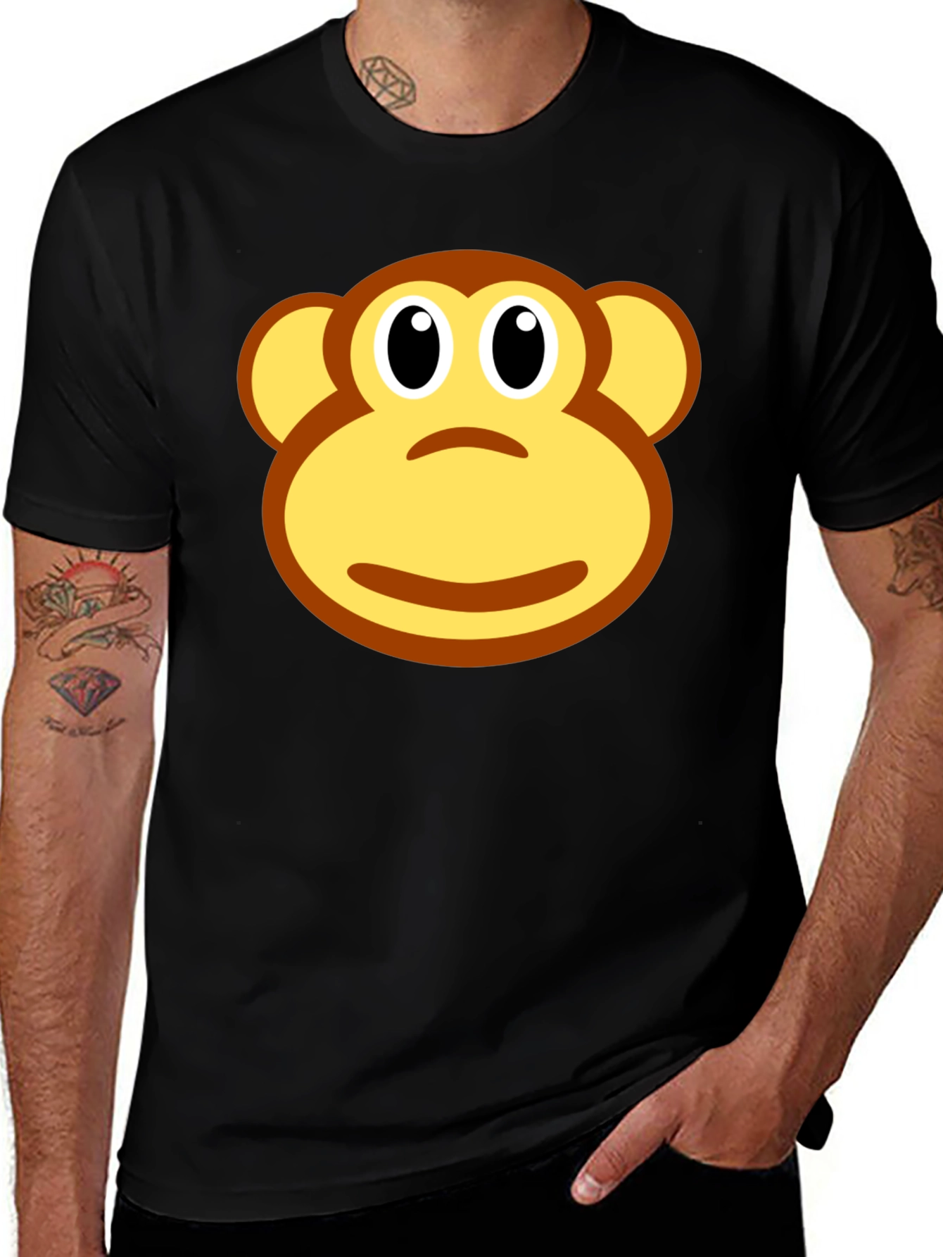 Monkey Face Graphic Black T-Shirt