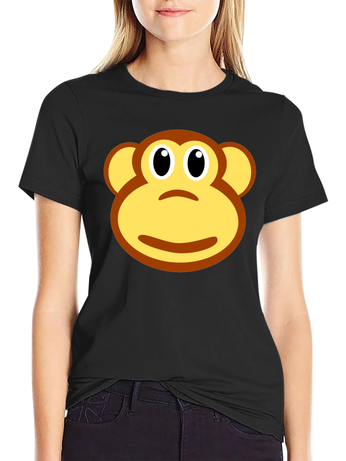 Monkey Face Graphic Black T-Shirt