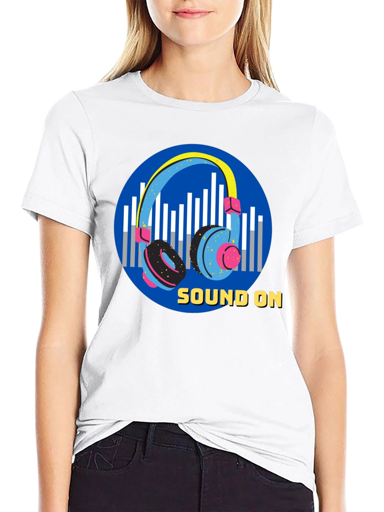 Sound On Graphic Tee - Black Cotton T-Shirt