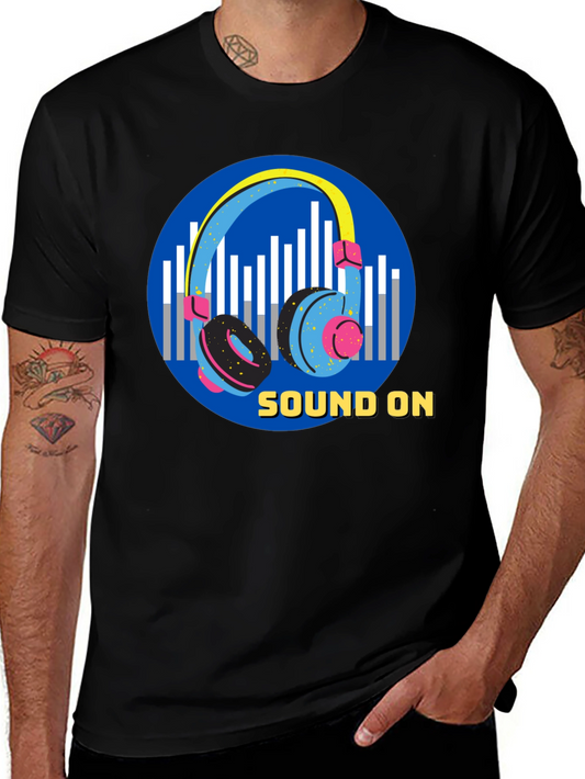 Sound On Graphic Tee - Black Cotton T-Shirt
