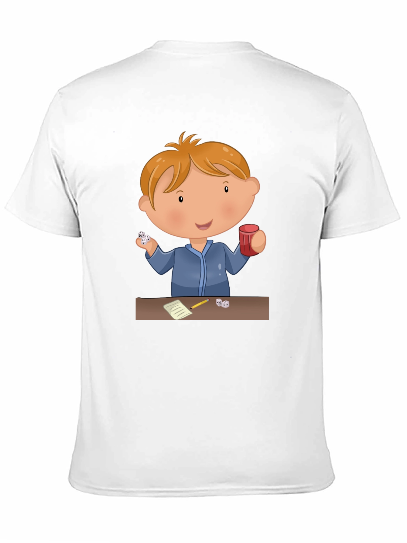 Cartoon Kid Dice Game Black T-Shirt