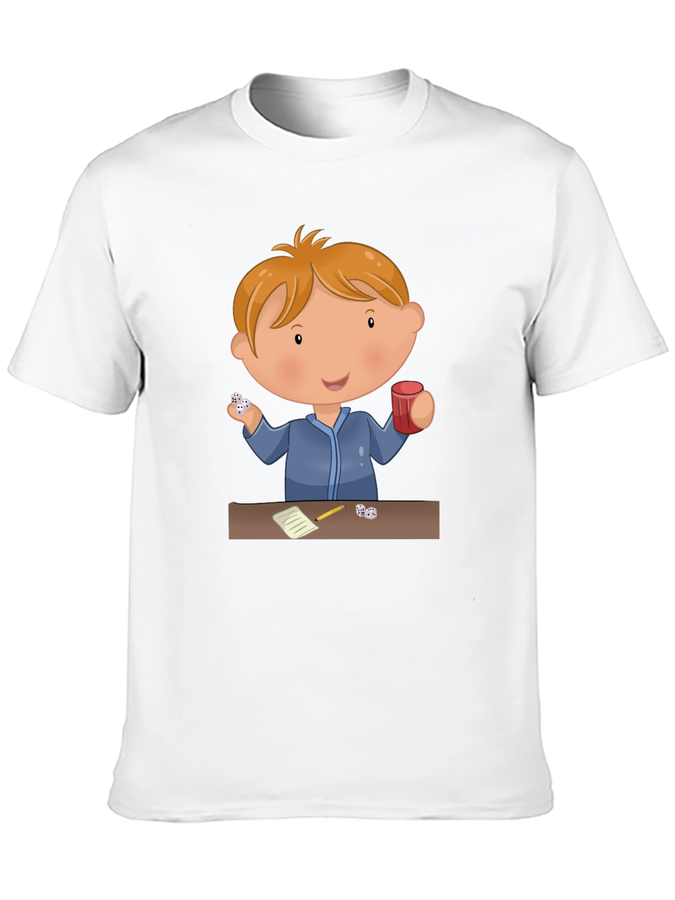 Cartoon Kid Dice Game Black T-Shirt