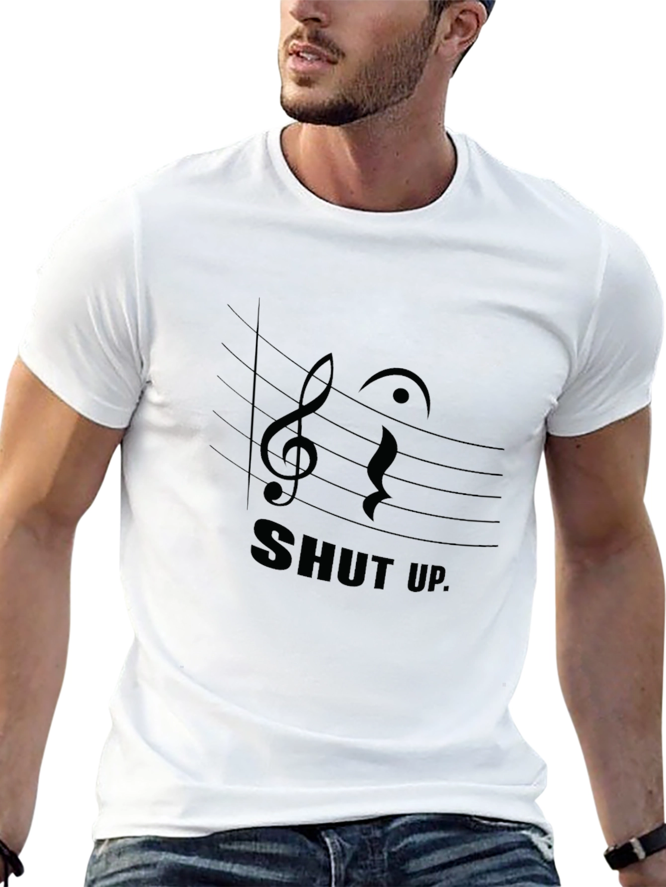 Musical Shut Up Graphic Tee - Black Cotton T-Shirt