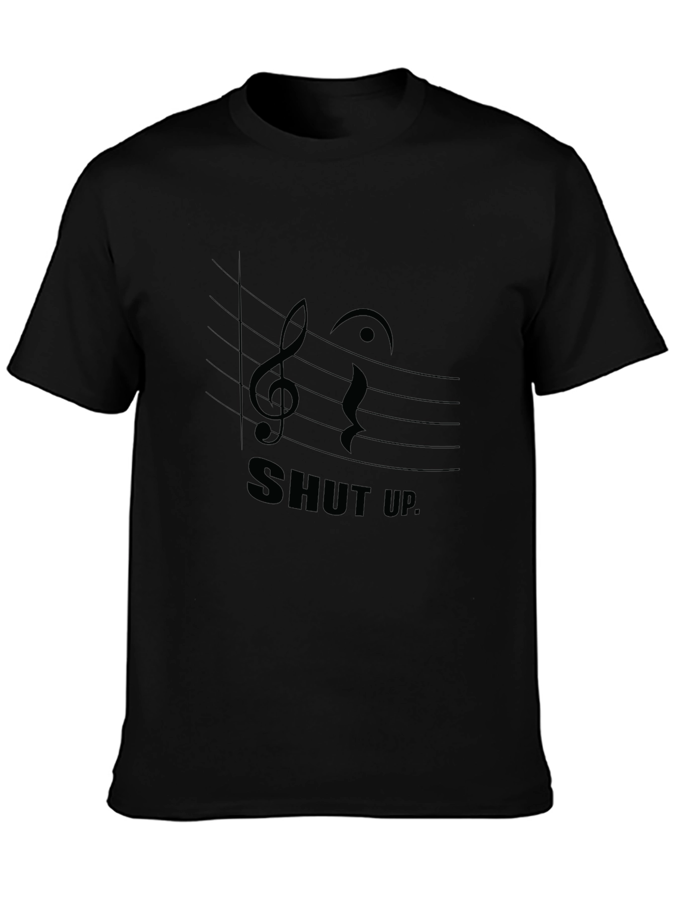 Musical Shut Up Graphic Tee - Black Cotton T-Shirt
