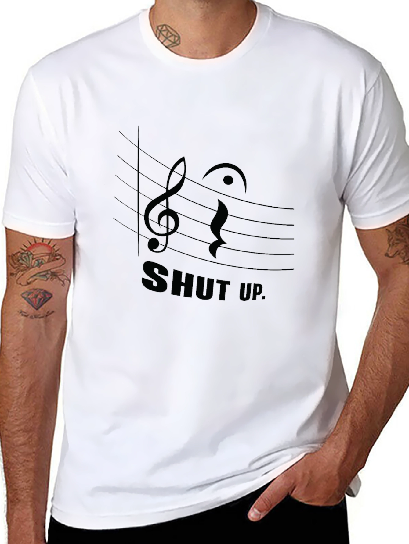 Musical Shut Up Graphic Tee - Black Cotton T-Shirt