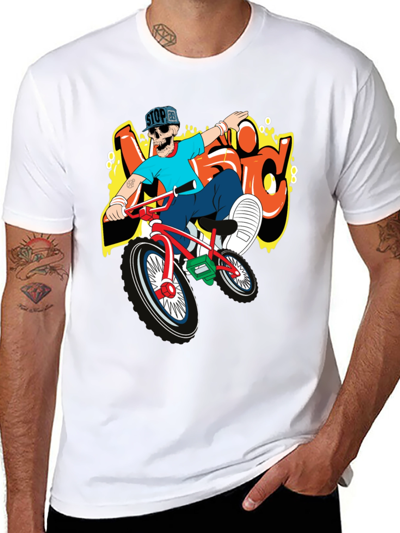 Skeleton BMX Rider Graphic Tee