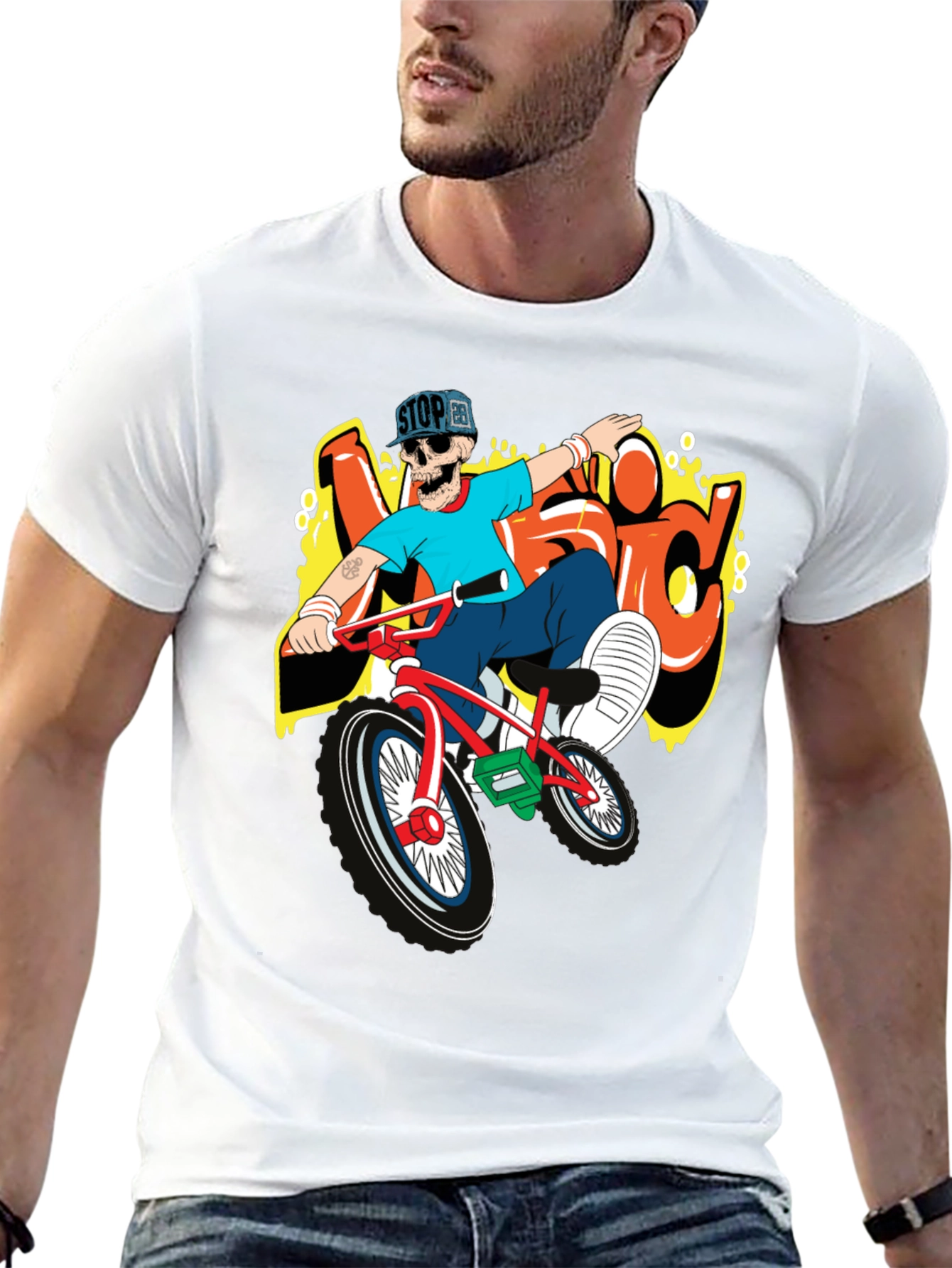 Skeleton BMX Rider Graphic Tee