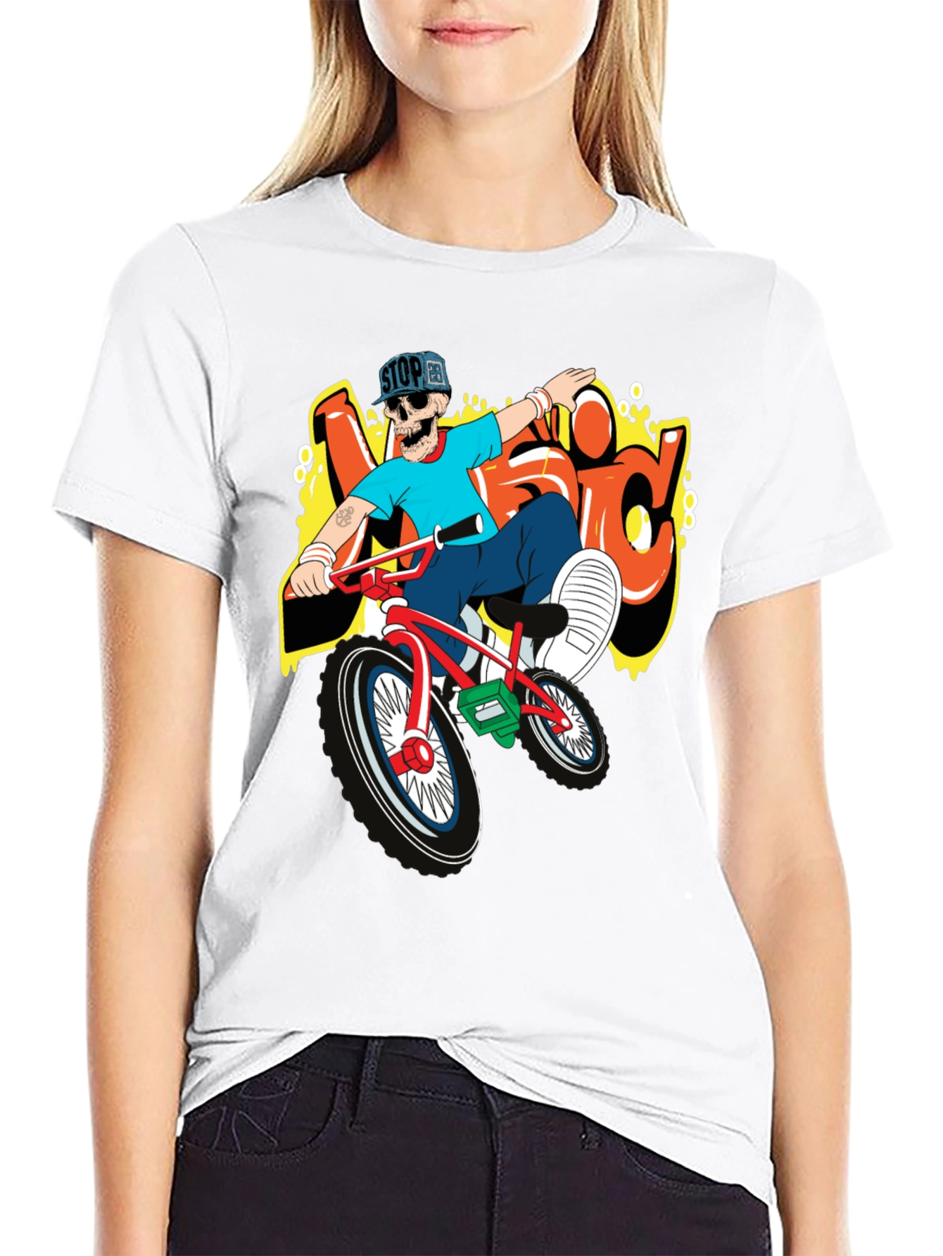 Skeleton BMX Rider Graphic Tee