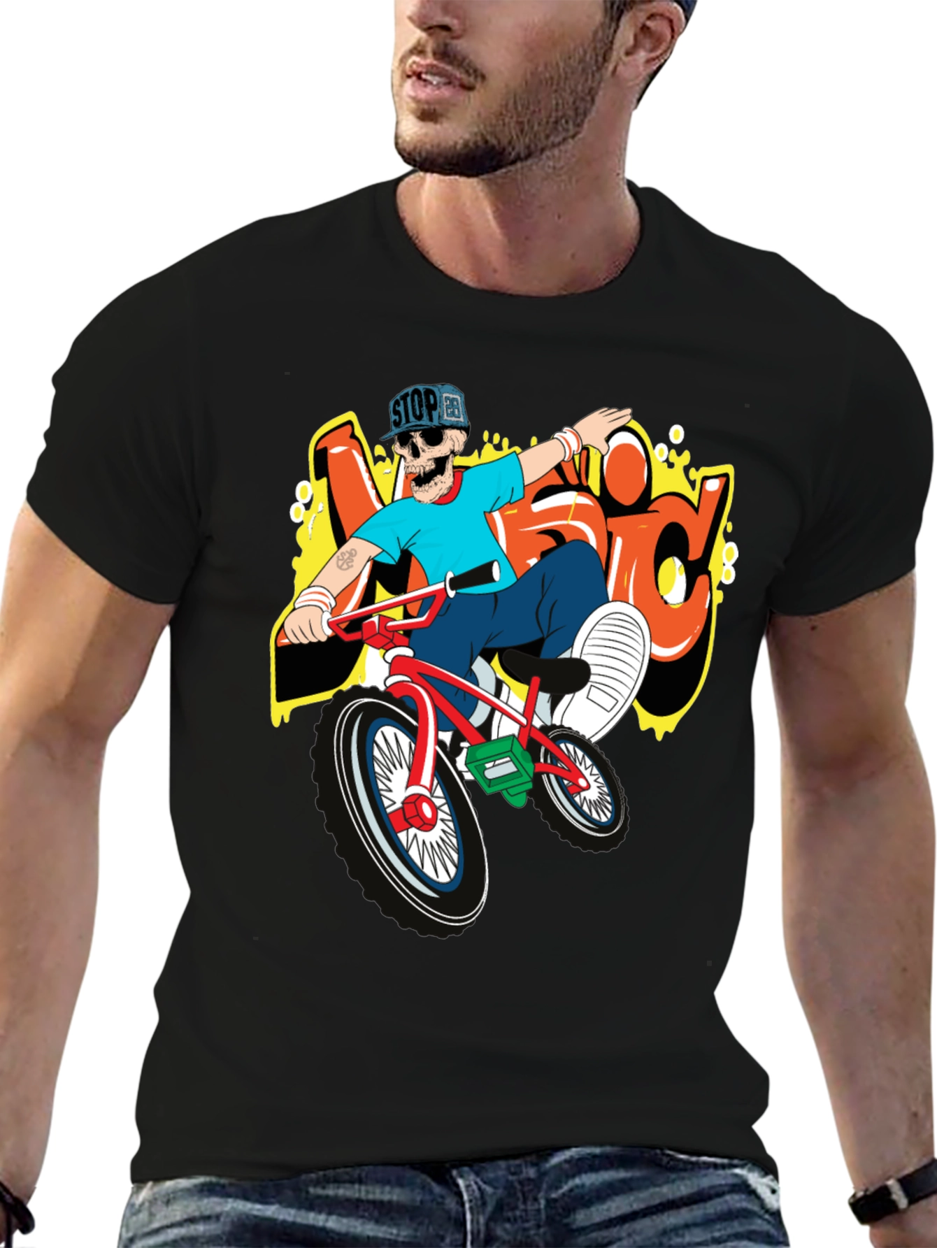 Skeleton BMX Rider Graphic Tee