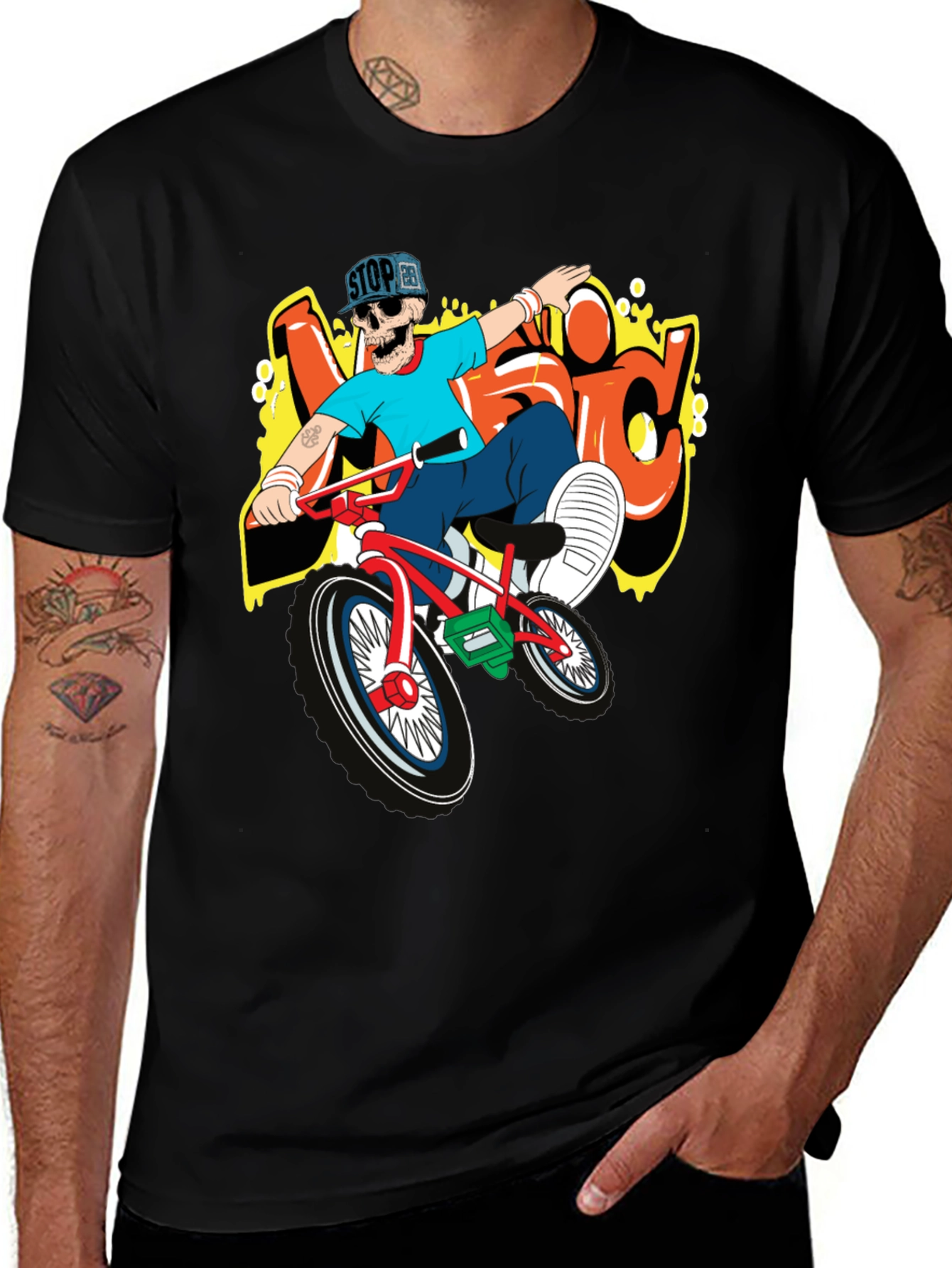 Skeleton BMX Rider Graphic Tee