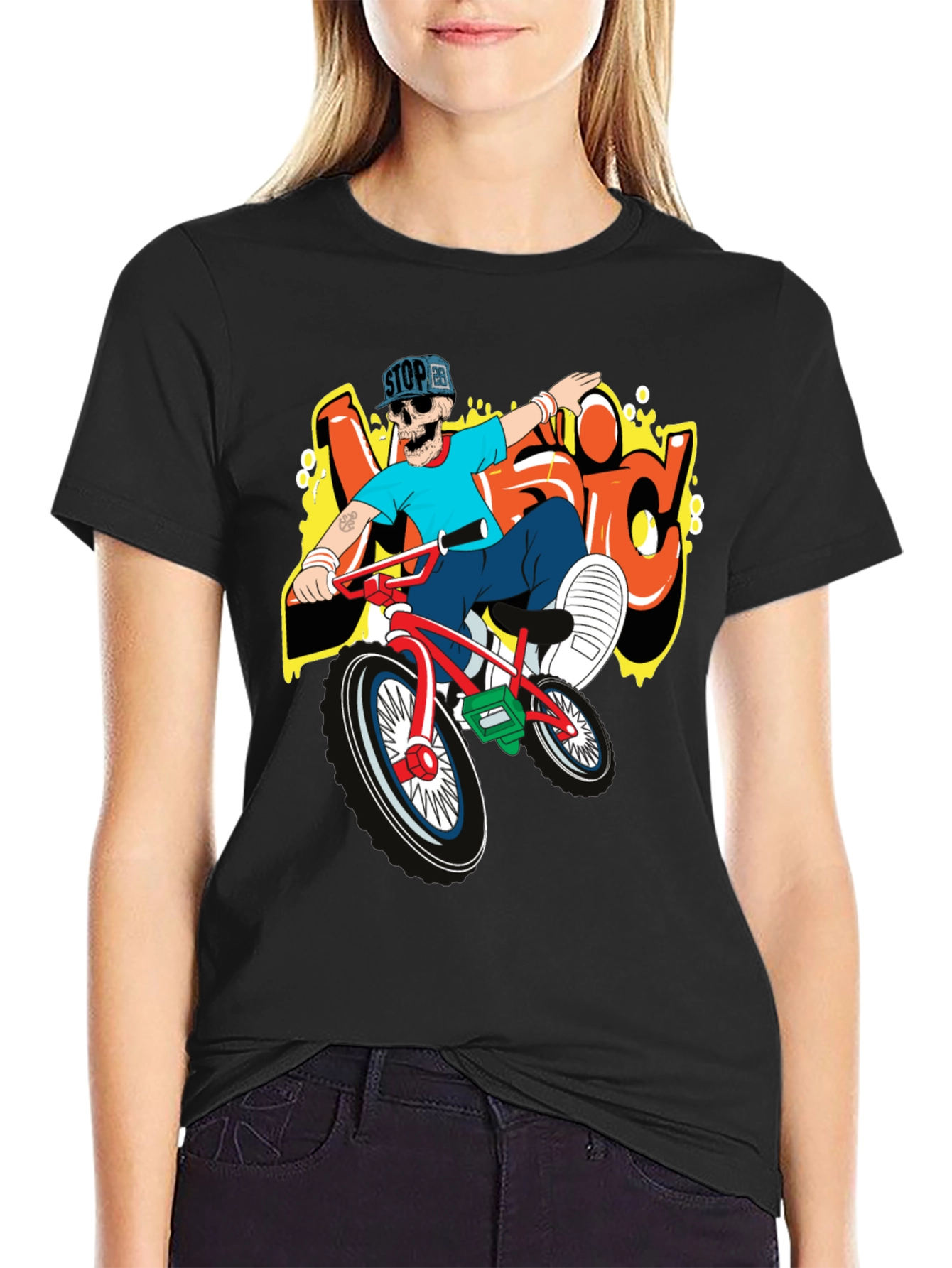 Skeleton BMX Rider Graphic Tee