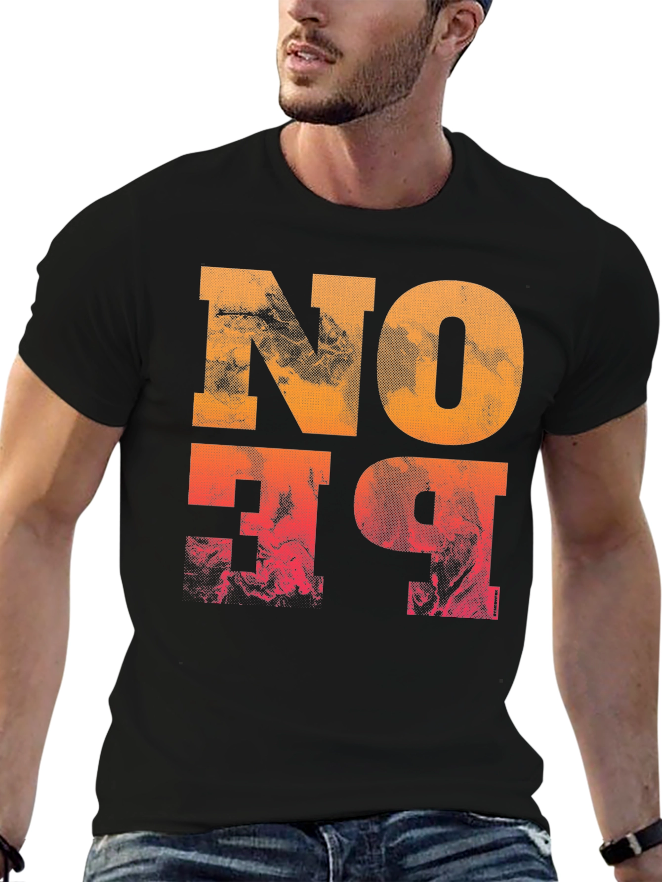 Abstract Graphic Print Mens Black T-Shirt