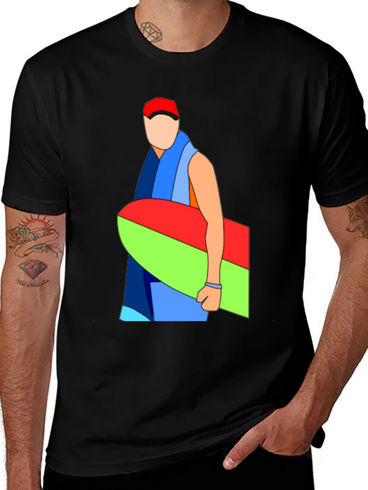 Abstract Surfboard Graphic Black T-Shirt