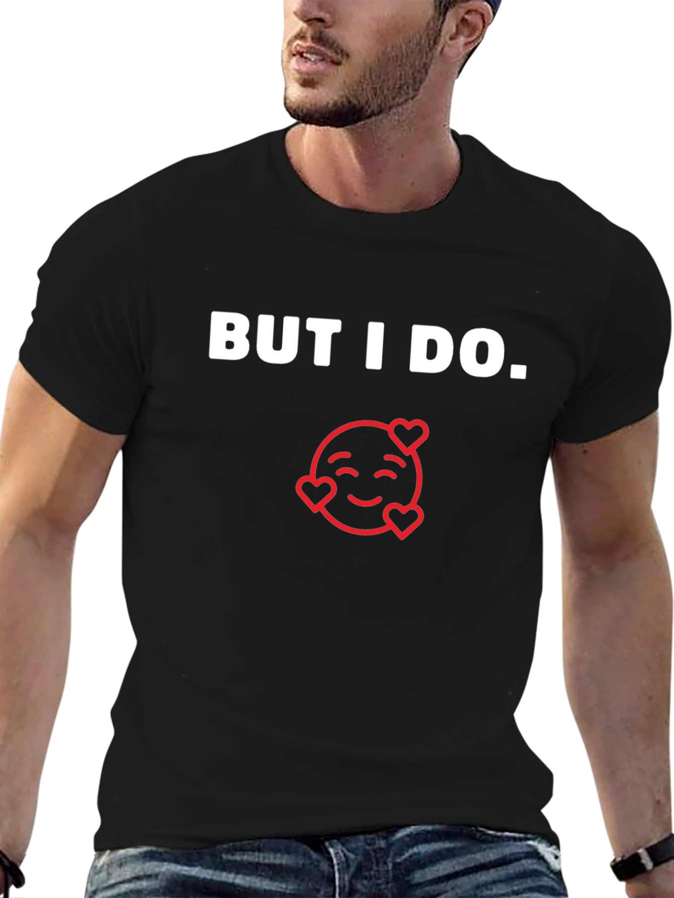But I Do Emoji Heart Graphic Black T-Shirt