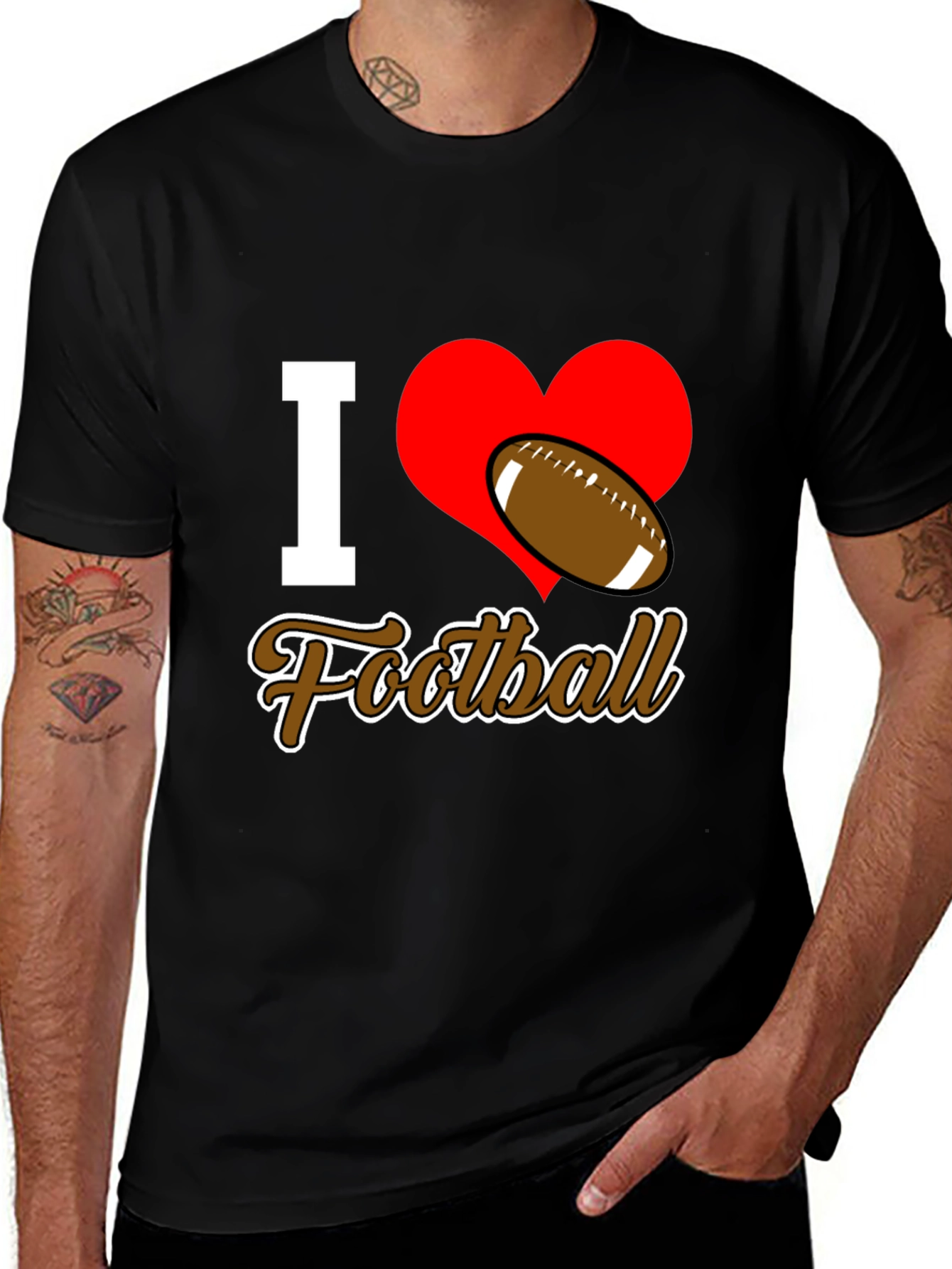 I Love Football T-Shirt - Black Graphic Tee