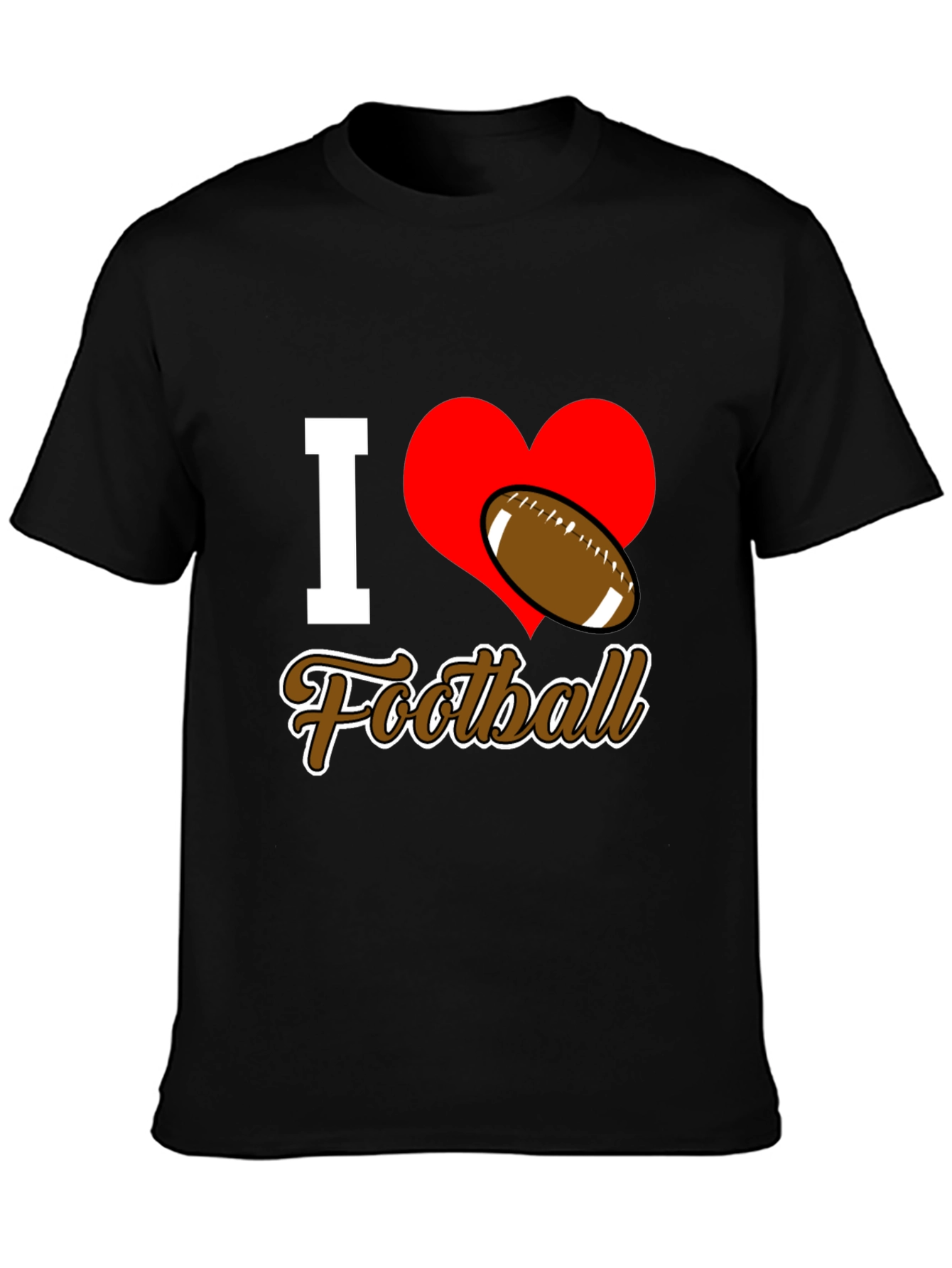 I Love Football T-Shirt - Black Graphic Tee