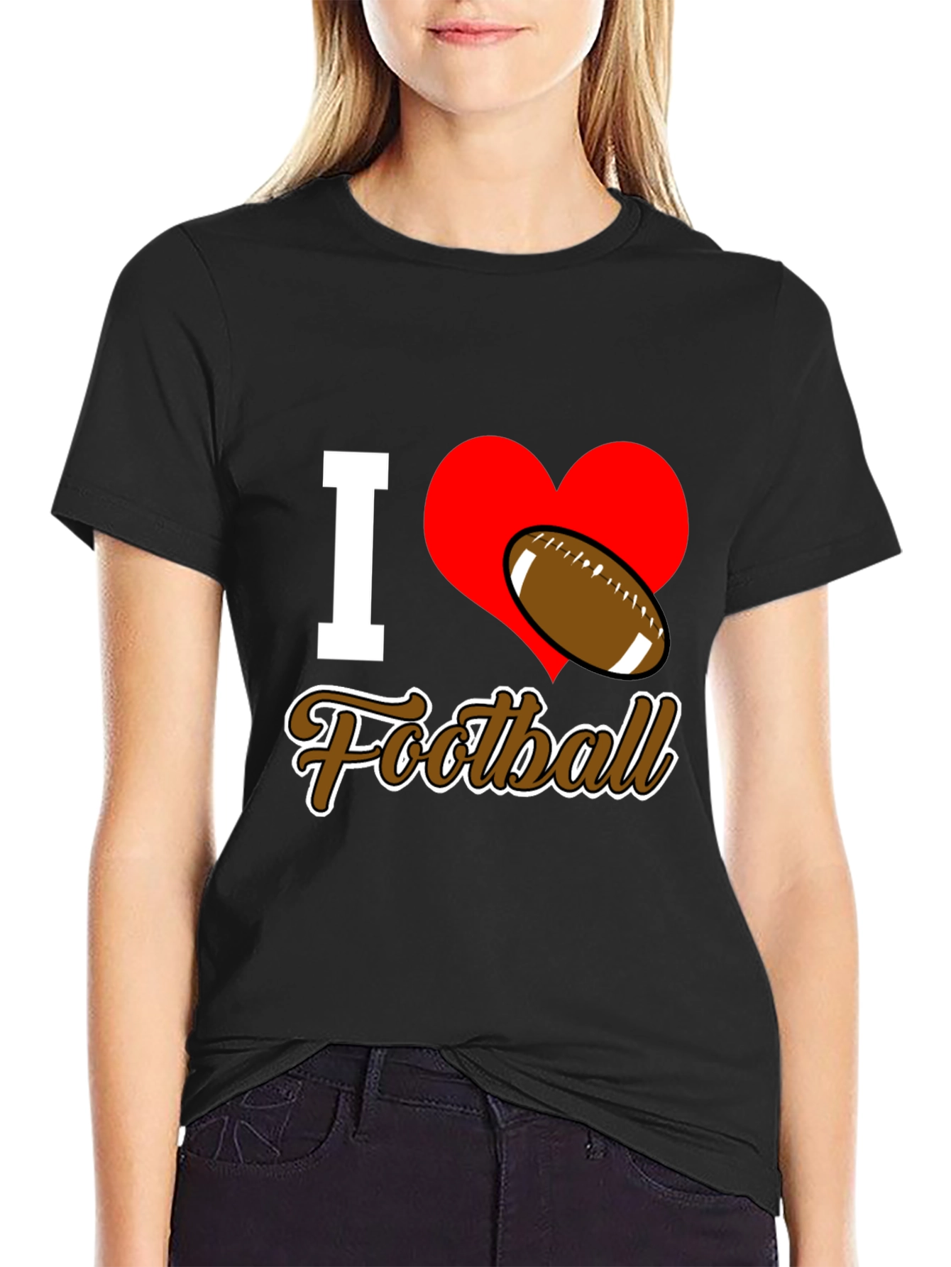 I Love Football T-Shirt - Black Graphic Tee