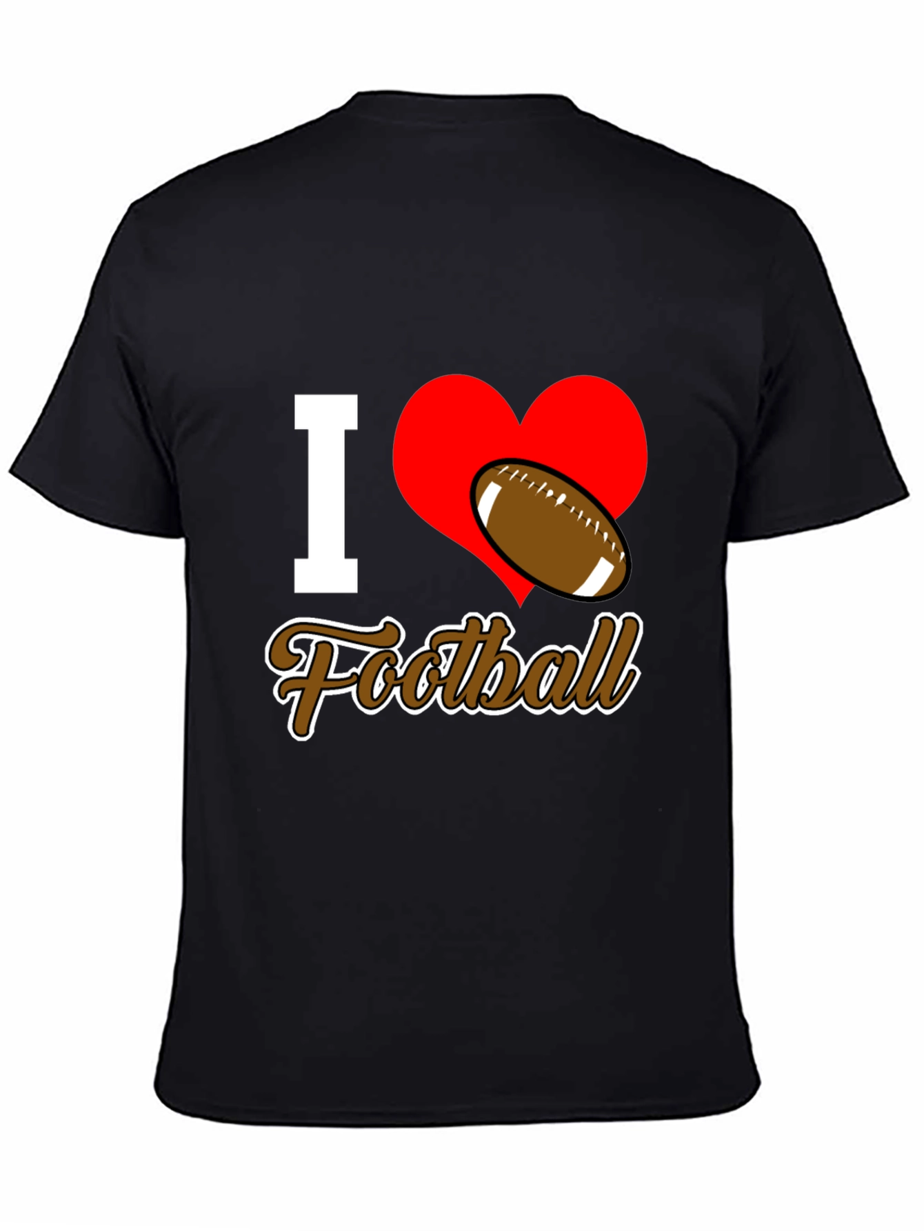 I Love Football T-Shirt - Black Graphic Tee