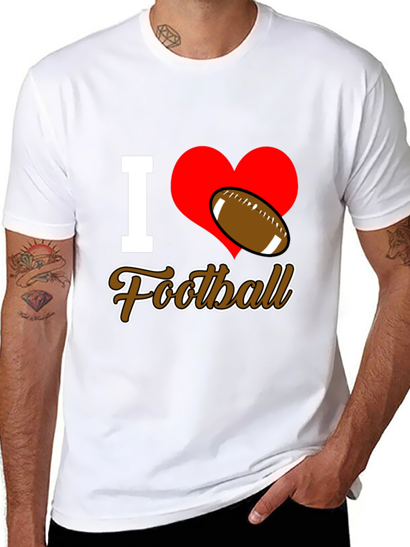 I Love Football T-Shirt - Black Graphic Tee