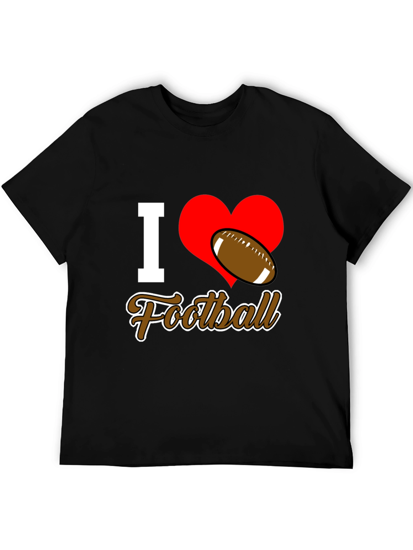 I Love Football T-Shirt - Black Graphic Tee