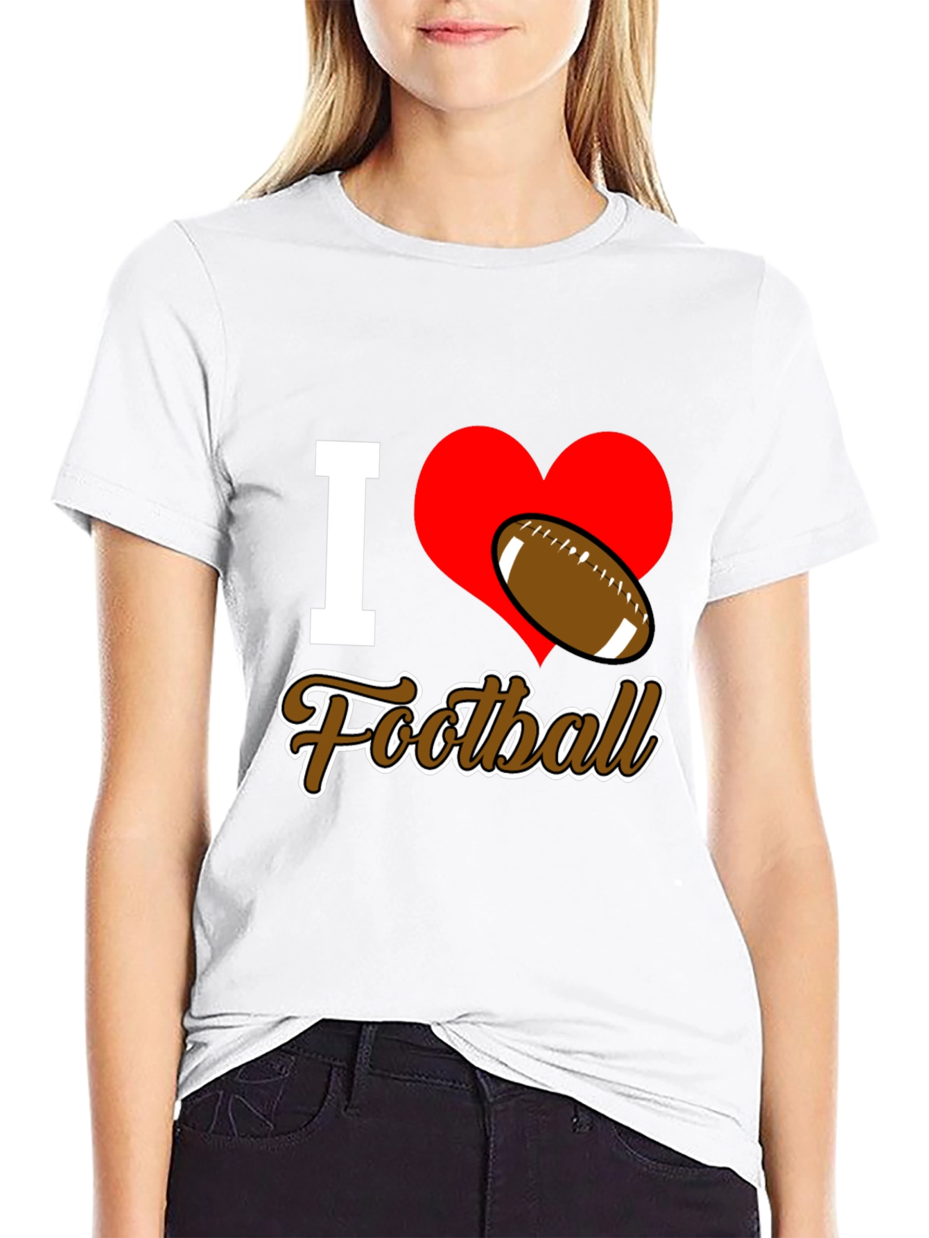I Love Football T-Shirt - Black Graphic Tee