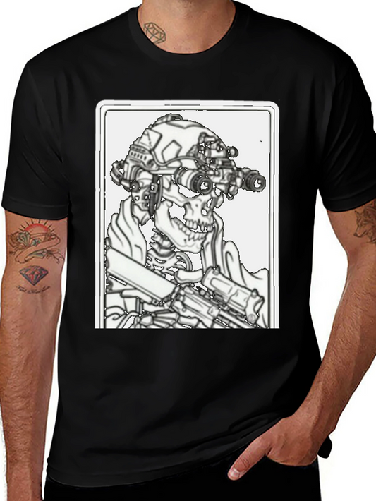 Tactical Skeleton Graphic Tee - Black Cotton Blend