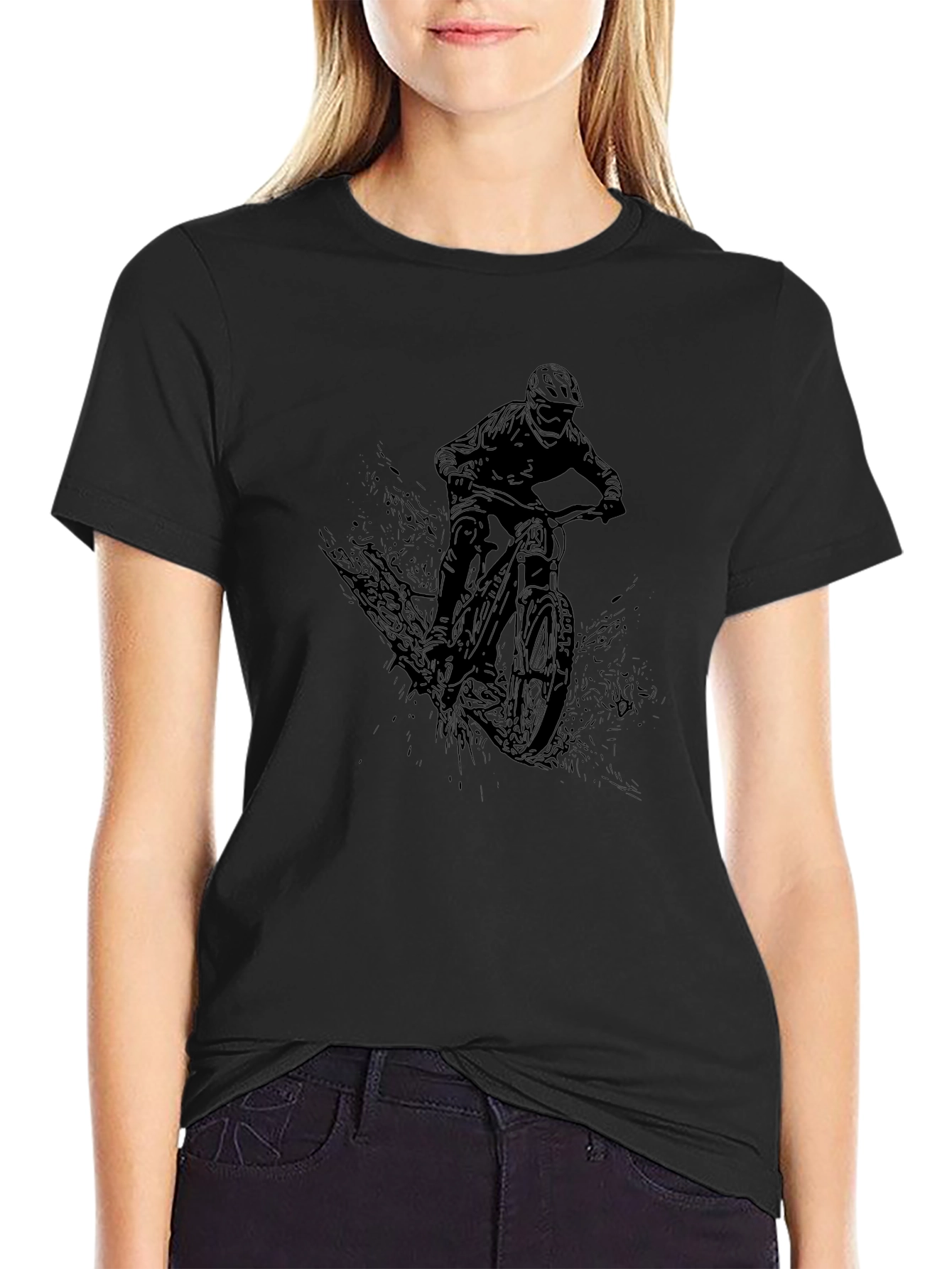 Mountain Bike Rider Graphic Tee - Black