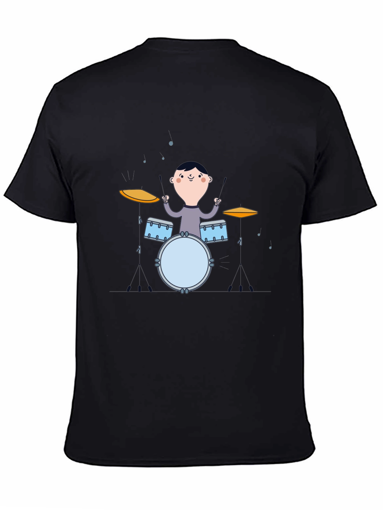 Drummer Boy Graphic Tee - Black Cotton T-Shirt