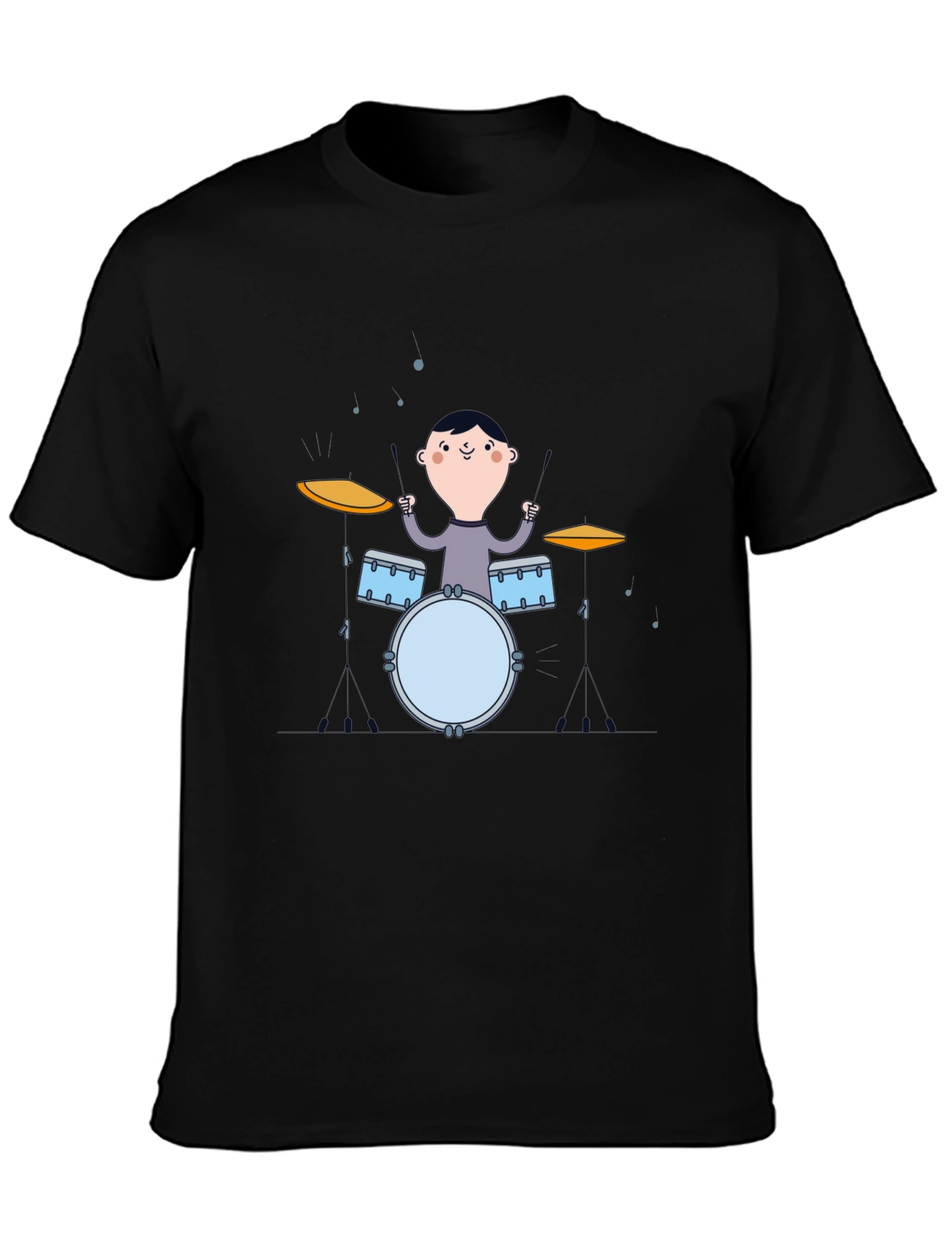 Drummer Boy Graphic Tee - Black Cotton T-Shirt