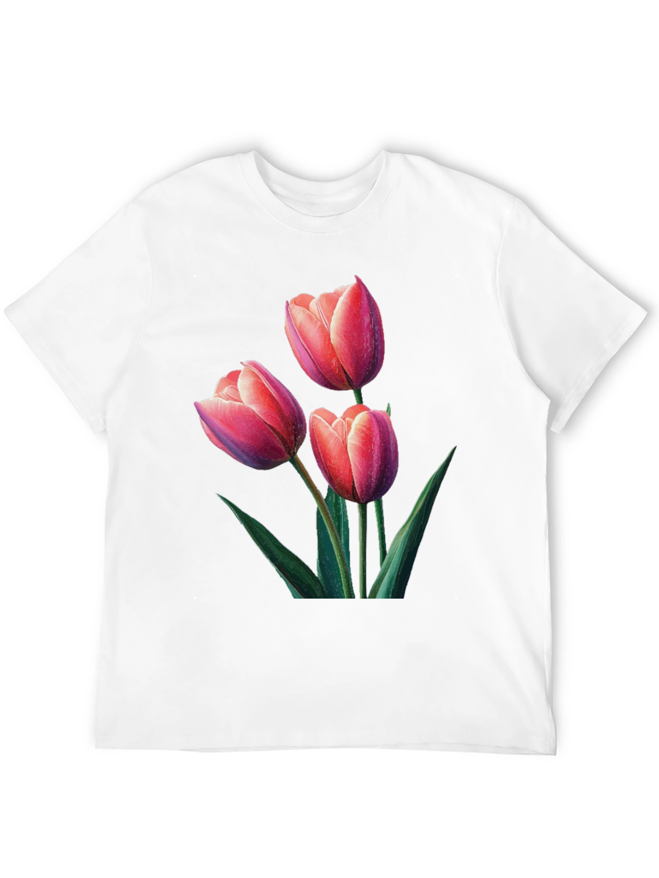 Floral Tulip Print Black T-Shirt
