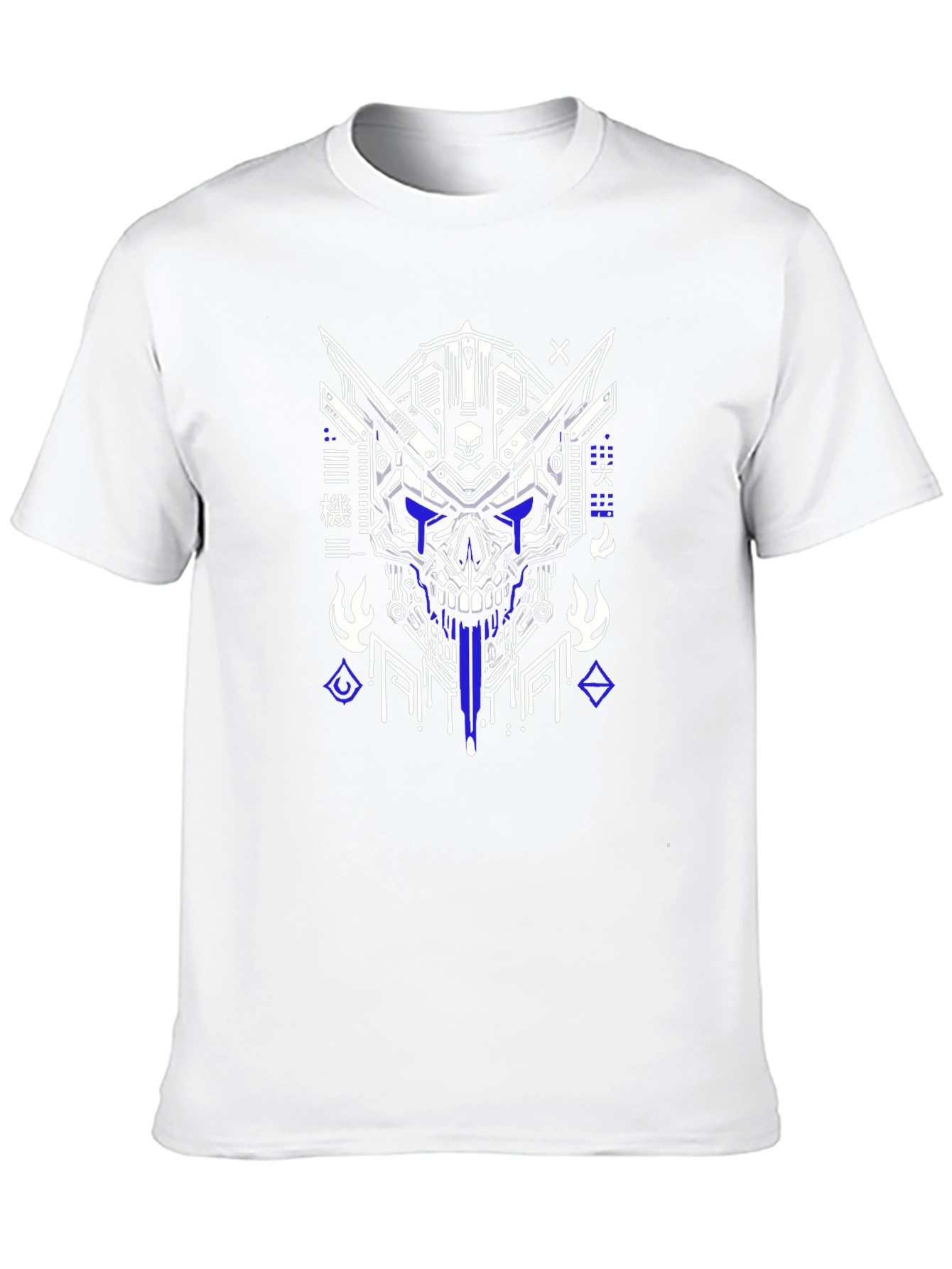 Cyberpunk Skull Graphic Tee - Black Cotton T-Shirt