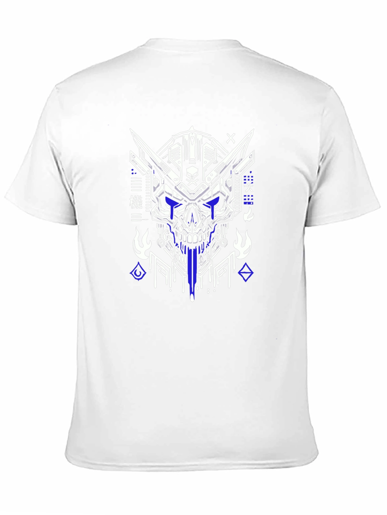 Cyberpunk Skull Graphic Tee - Black Cotton T-Shirt