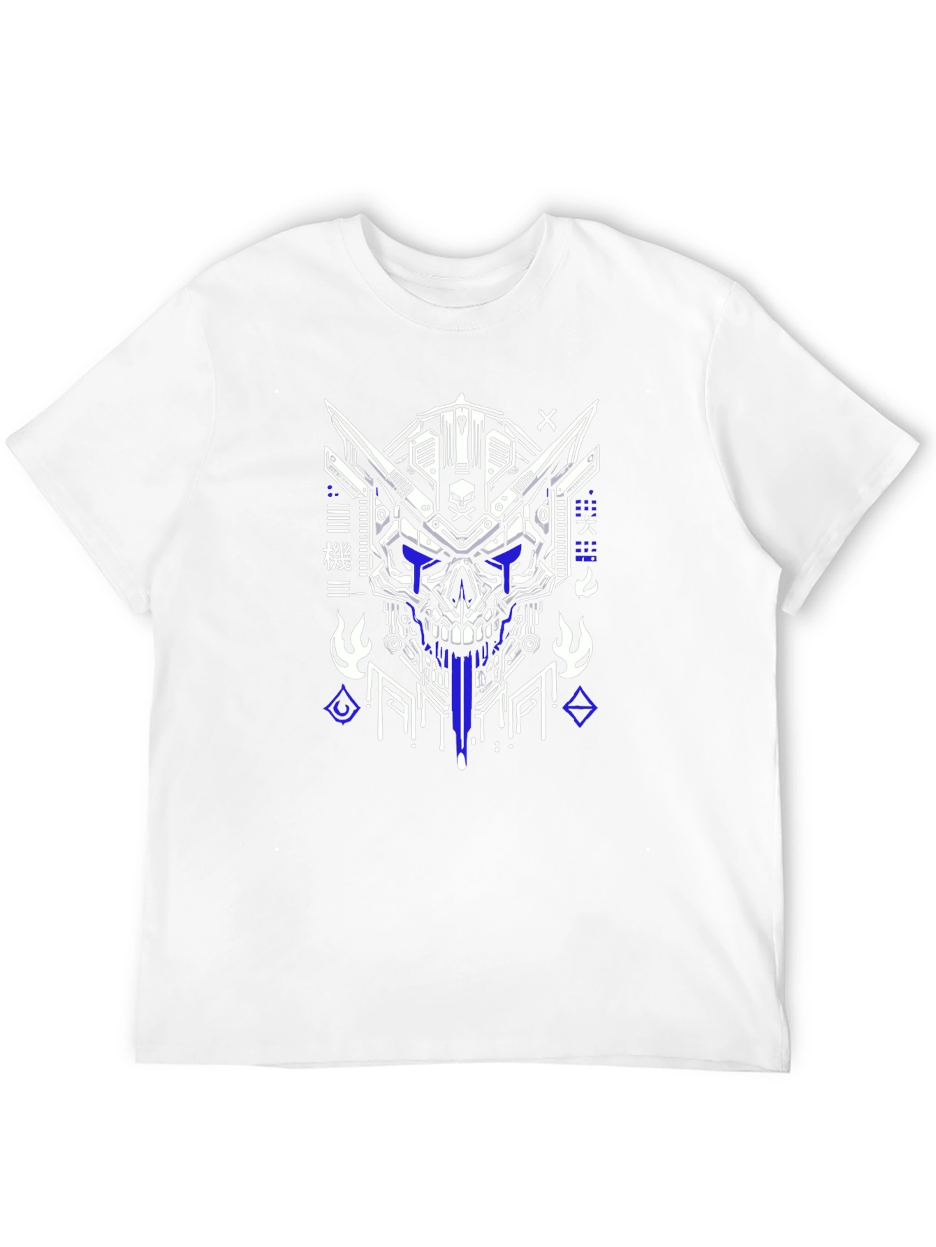 Cyberpunk Skull Graphic Tee - Black Cotton T-Shirt