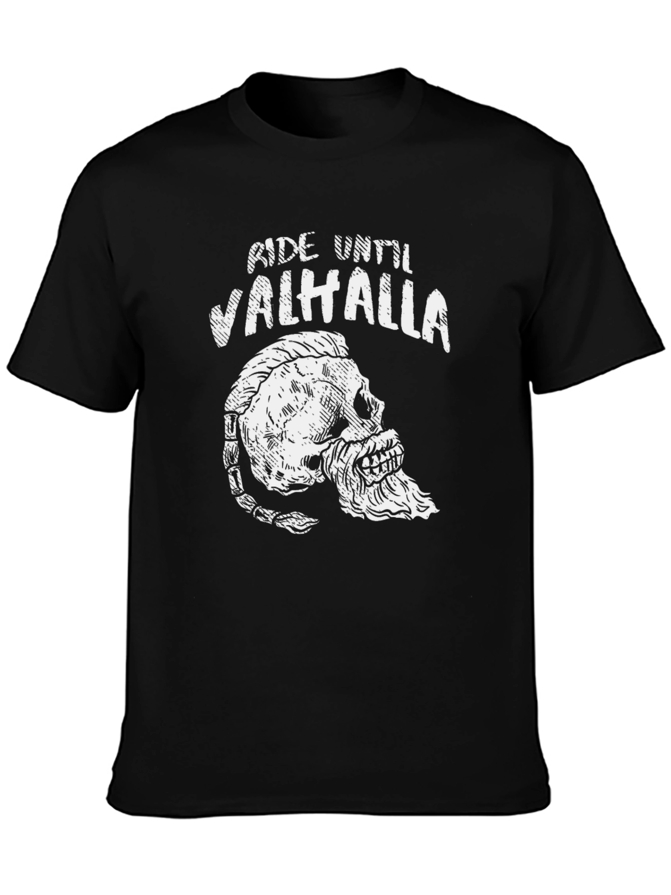 Ride Until Valhalla Viking Skull T-Shirt