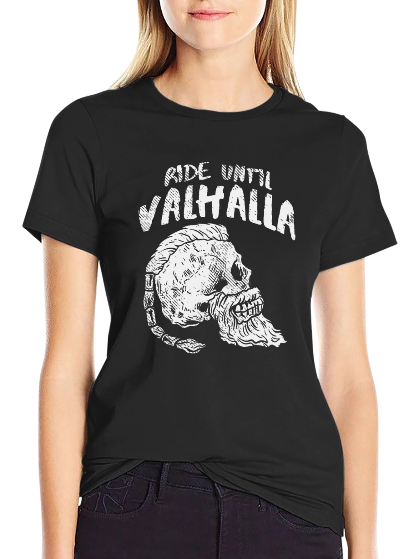 Ride Until Valhalla Viking Skull T-Shirt