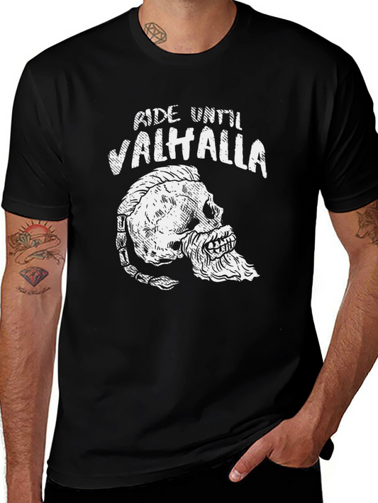 Ride Until Valhalla Viking Skull T-Shirt