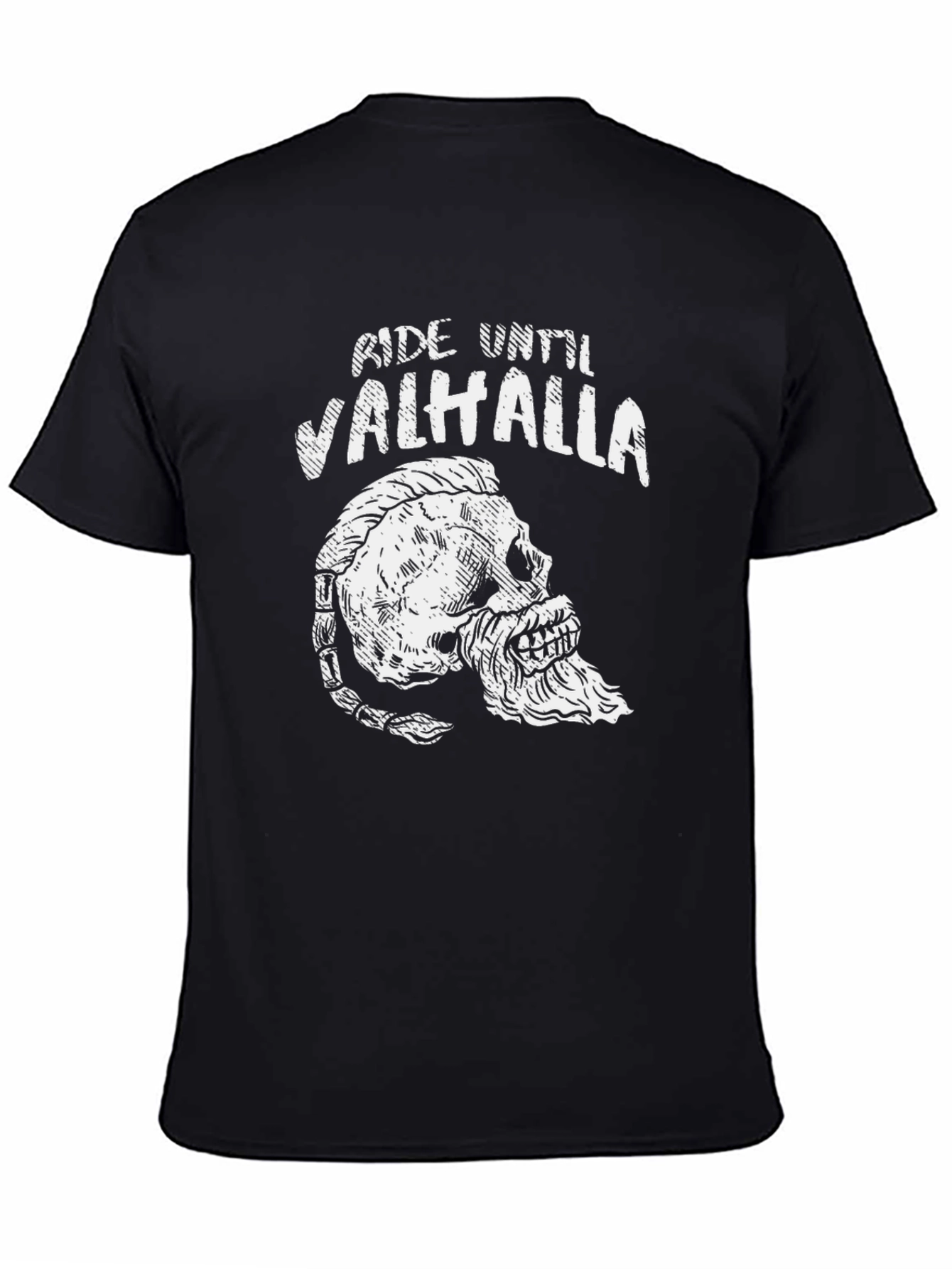 Ride Until Valhalla Viking Skull T-Shirt