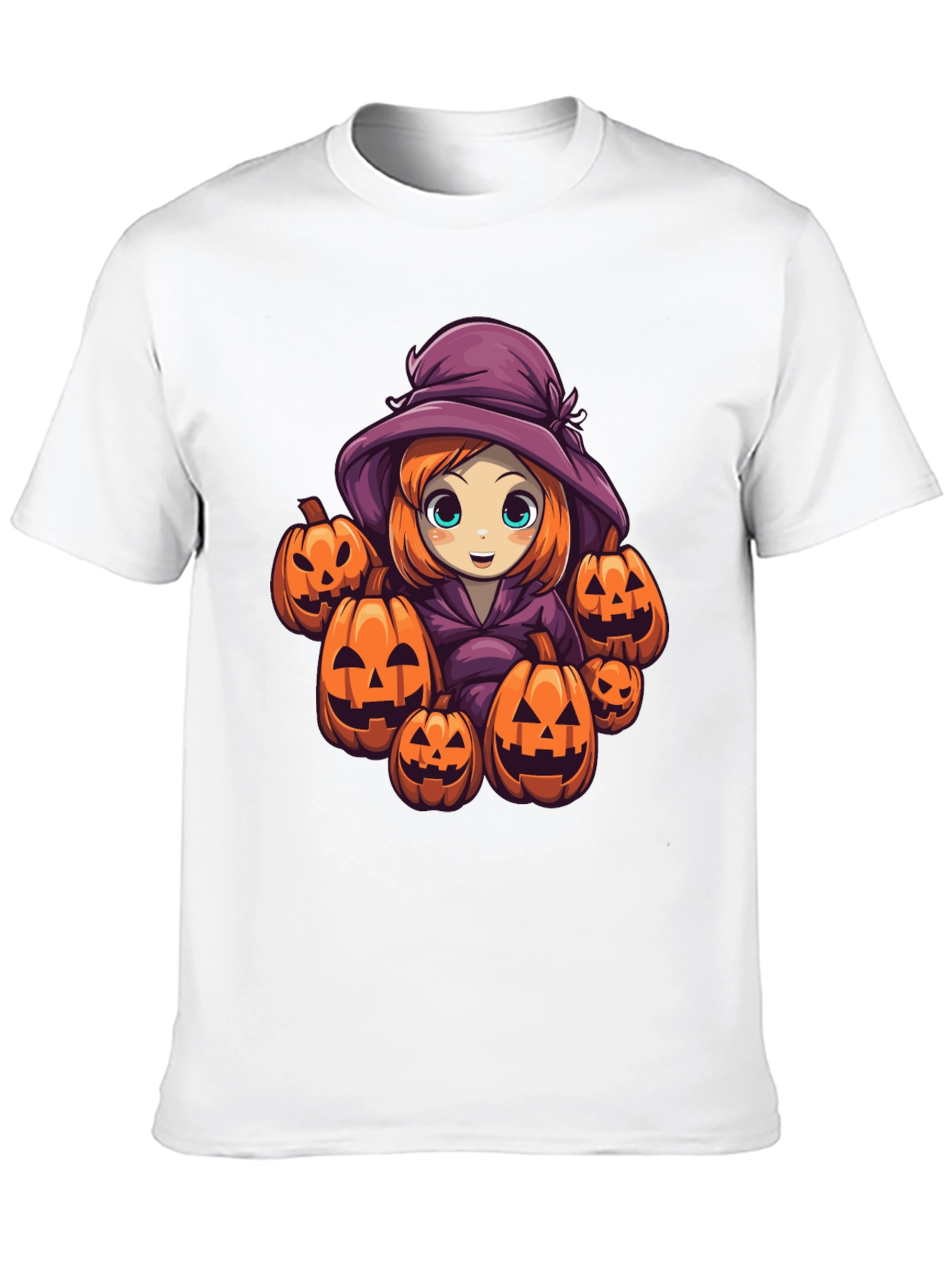 Halloween Witch & Pumpkins Black T-Shirt