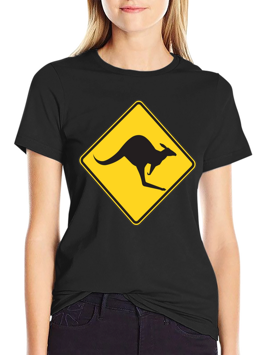 Kangaroo Crossing Black T-Shirt