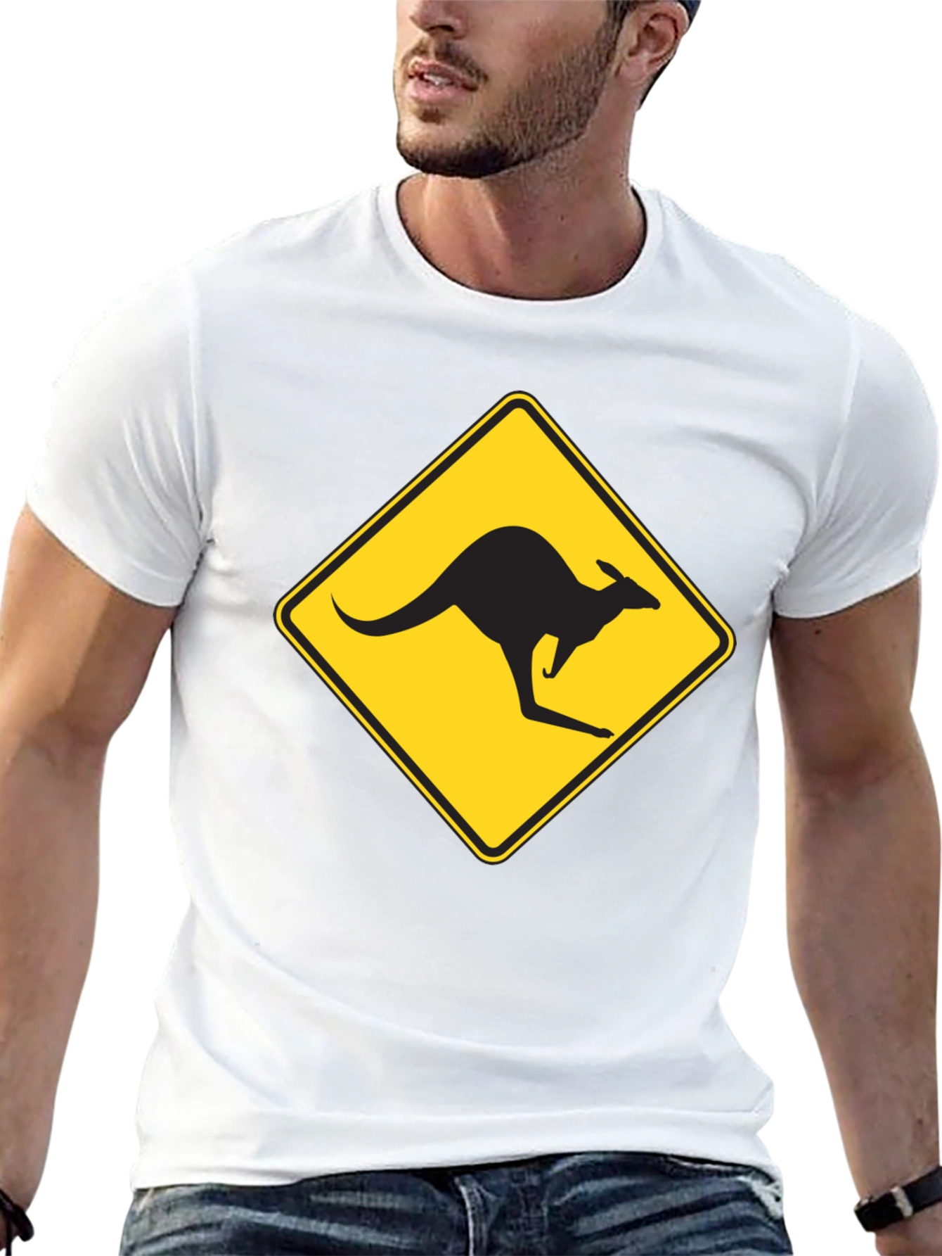 Kangaroo Crossing Black T-Shirt